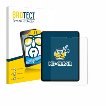 Parte frontal de un envase de producto con el logotipo de la marca BROTECT. Al lado se muestra el dispositivo Apple iPad Pro 1