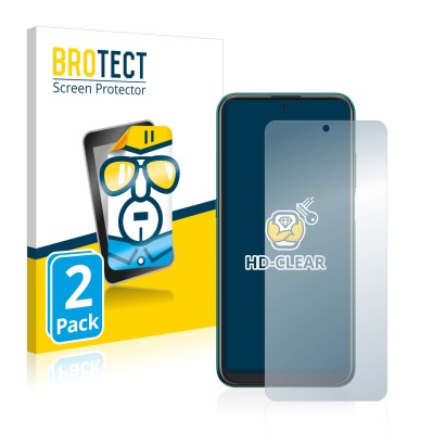 Front side of a product packaging with the brand logo BROTECT. Next to it is the device Nokia X20 shown with the corresponding