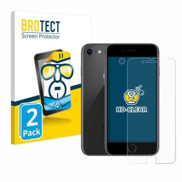 Parte frontale di una confezione del prodotto con il logo del marchio BROTECT. Accanto è raffigurato il dispositivo Apple iPho