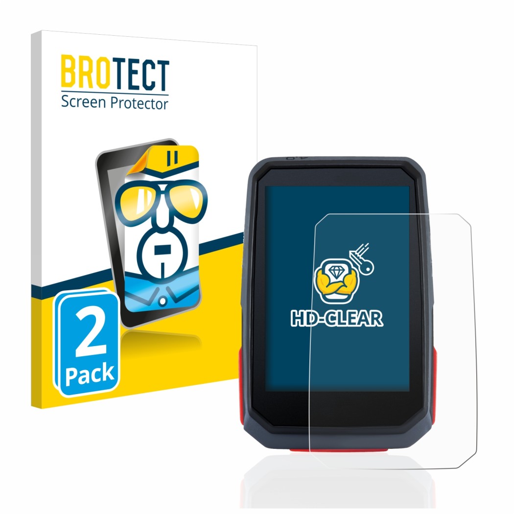 Front side of a product packaging with the brand logo BROTECT. Next to it is the device Sigma ROX 4.0 shown with the correspon