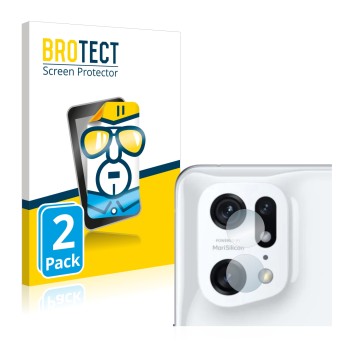 Parte frontal de un envase de producto con el logotipo de la marca BROTECT. Al lado se muestra el dispositivo Oppo Find X5 Pro