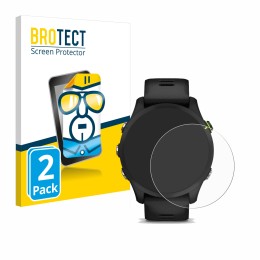 Vorderseite einer Produktverpackung mit dem Markenlogo BROTECT. Daneben ist das Gerät Garmin Forerunner 255 mit dem zugehörige
