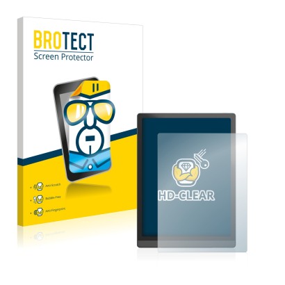 Front side of a product packaging with the brand logo BROTECT. Next to it is the device Boox Tab X shown with the correspondin