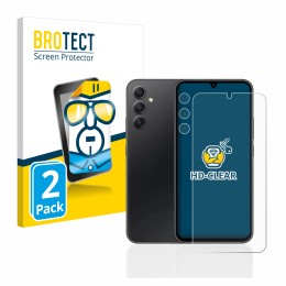 Vorderseite einer Produktverpackung mit dem Markenlogo BROTECT. Daneben ist das Gerät Samsung Galaxy A34 5G (Display+Kamera) m