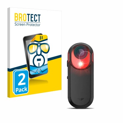 Front side of a product packaging with the brand logo BROTECT. Next to it is the device Garmin Varia RCT 715 shown with the co