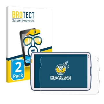 Parte frontal de un envase de producto con el logotipo de la marca BROTECT. Al lado se muestra el dispositivo Zebra ET40 10.1