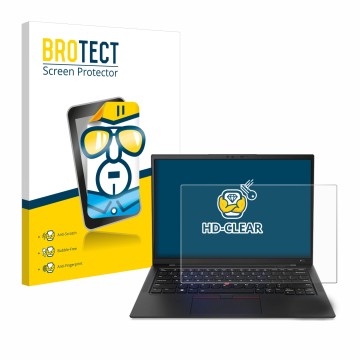 Vorderseite einer Produktverpackung mit dem Markenlogo BROTECT. Daneben ist das Gerät Lenovo ThinkPad X1 Carbon 14