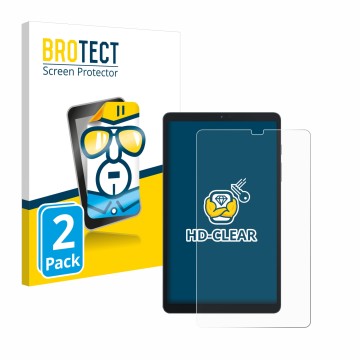 Face avant d’un emballage produit avec le logo de la marque BROTECT. À côté, l’appareil Blackview Tab 60 8.68