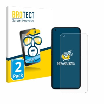 Front side of a product packaging with the brand logo BROTECT. Next to it is the device Nothing Phone (1) (case-friendly) show