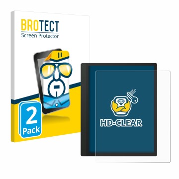 Front side of a product packaging with the brand logo BROTECT. Next to it is the device Boox Tab Ultra C shown with the corres