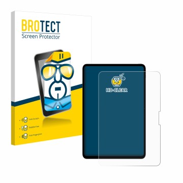 Face avant d’un emballage produit avec le logo de la marque BROTECT. À côté, l’appareil Apple iPad Pro 13