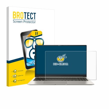 Vorderseite einer Produktverpackung mit dem Markenlogo BROTECT. Daneben ist das Gerät ASUS ZenBook 15 OLED UM3504 mit dem zuge