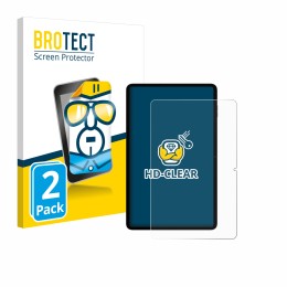 Parte frontal de un envase de producto con el logotipo de la marca BROTECT. Al lado se muestra el dispositivo Blackview Tab 18