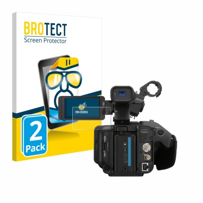 Face avant d’un emballage produit avec le logo de la marque BROTECT. À côté, l’appareil Sony PXW-Z200 est représenté avec la p