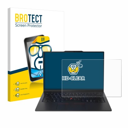 Vorderseite einer Produktverpackung mit dem Markenlogo BROTECT. Daneben ist das Gerät Lenovo ThinkPad X1 Carbon Gen 13 14