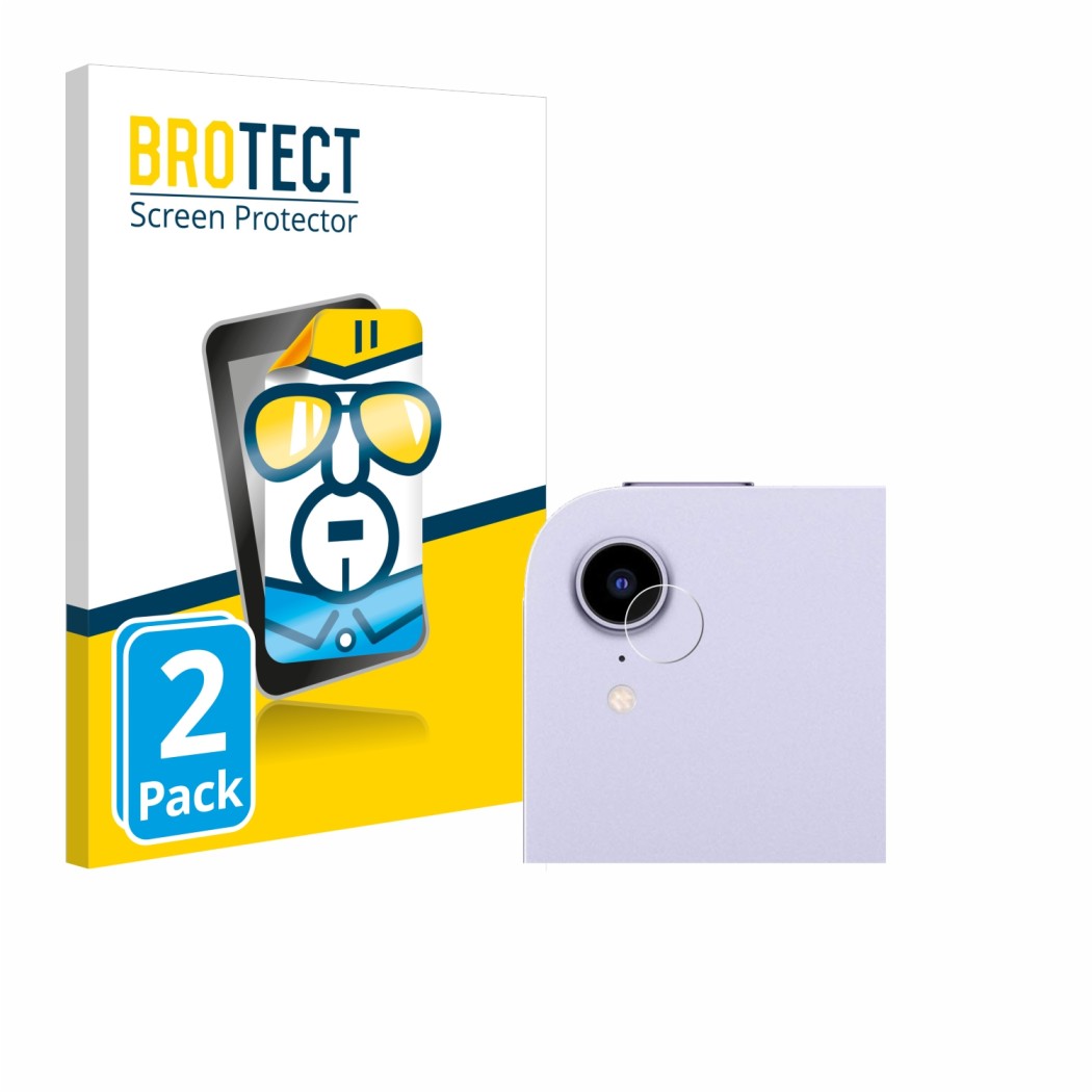 Vorderseite einer Produktverpackung mit dem Markenlogo BROTECT. Daneben ist das Gerät Apple iPad Mini 7 2024 (NUR Kamera) mit 