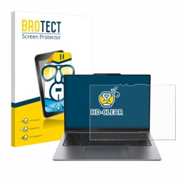 Parte frontal de un envase de producto con el logotipo de la marca BROTECT. Al lado se muestra el dispositivo Lenovo ThinkPad 