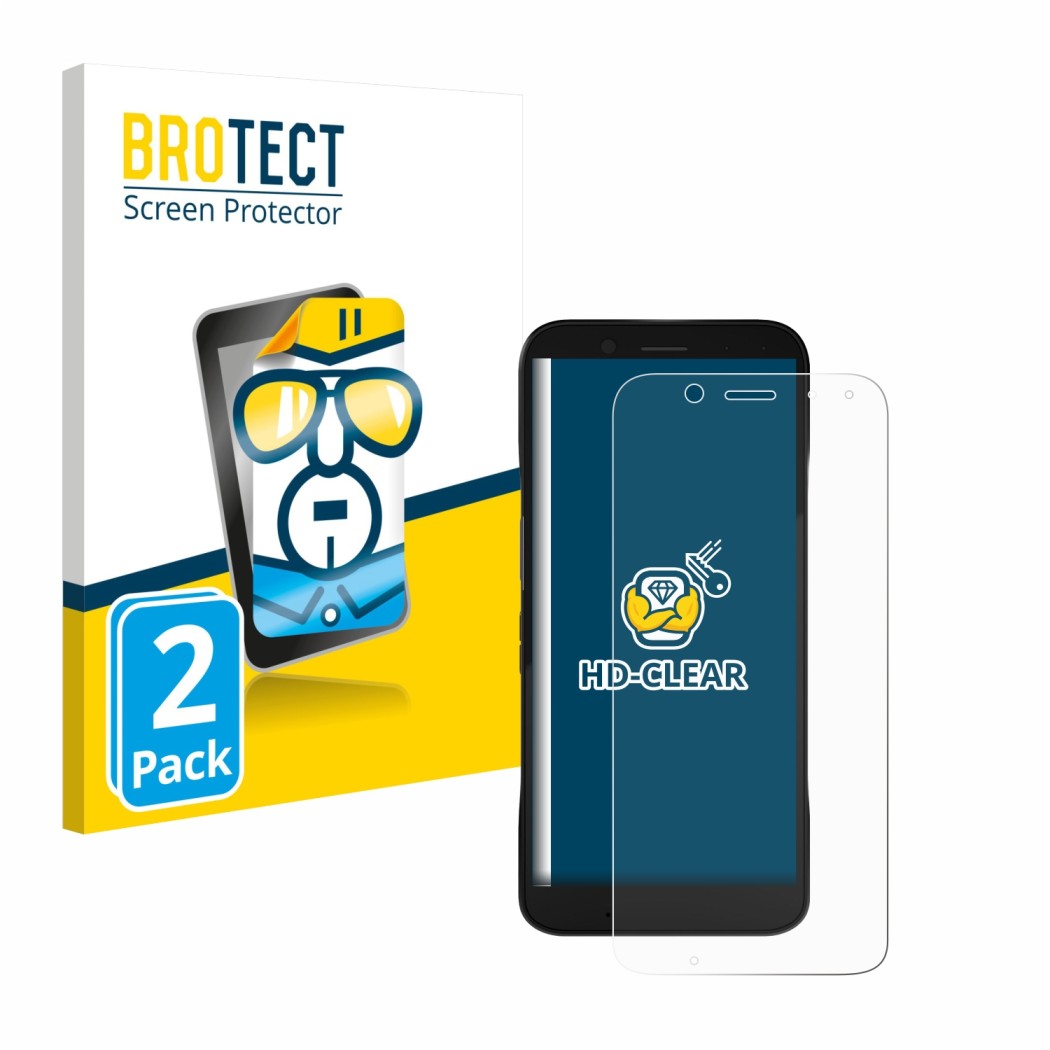 Vorderseite einer Produktverpackung mit dem Markenlogo BROTECT. Daneben ist das Gerät Datalogic Memor 12 mit dem zugehörigen D