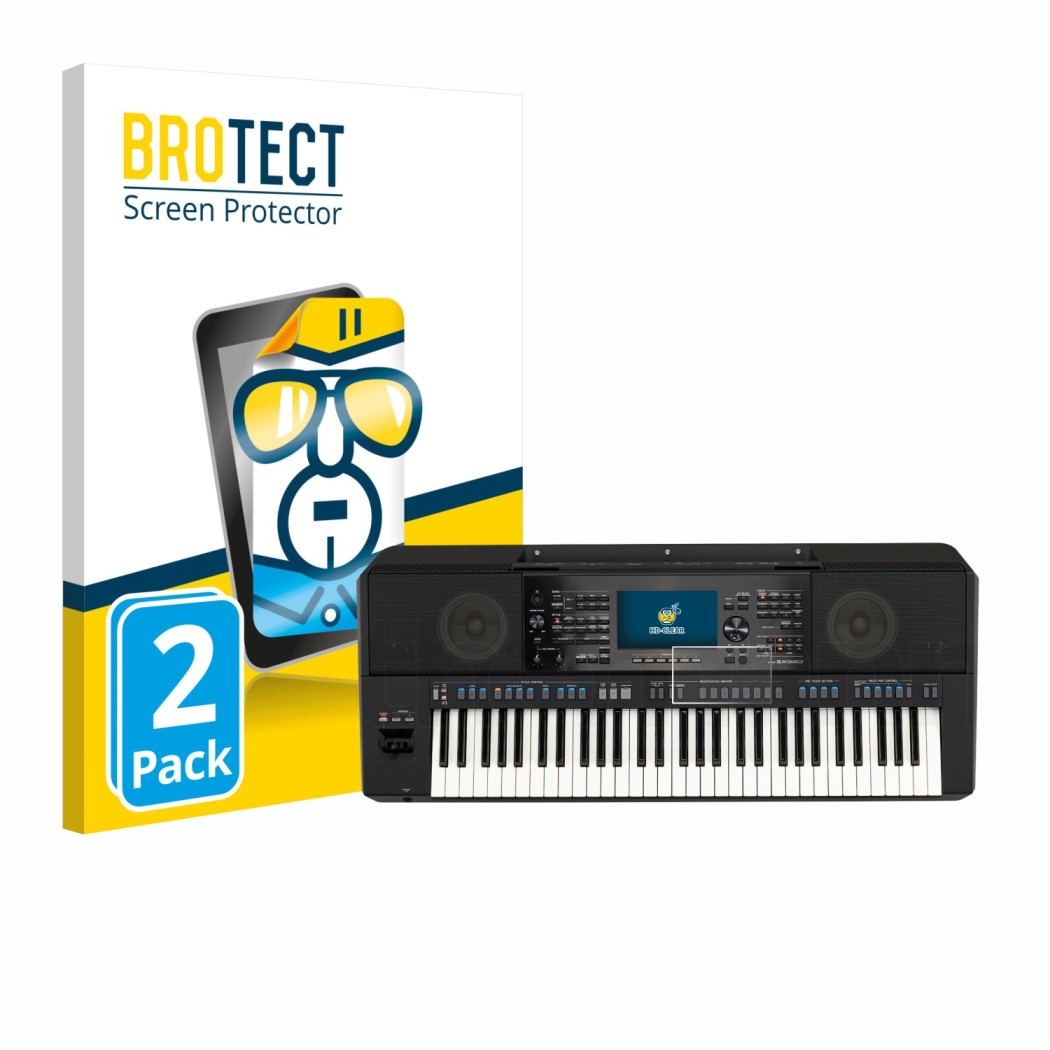 Front side of a product packaging with the brand logo BROTECT. Next to it is the device Yamaha PSR-SX920 shown with the corres