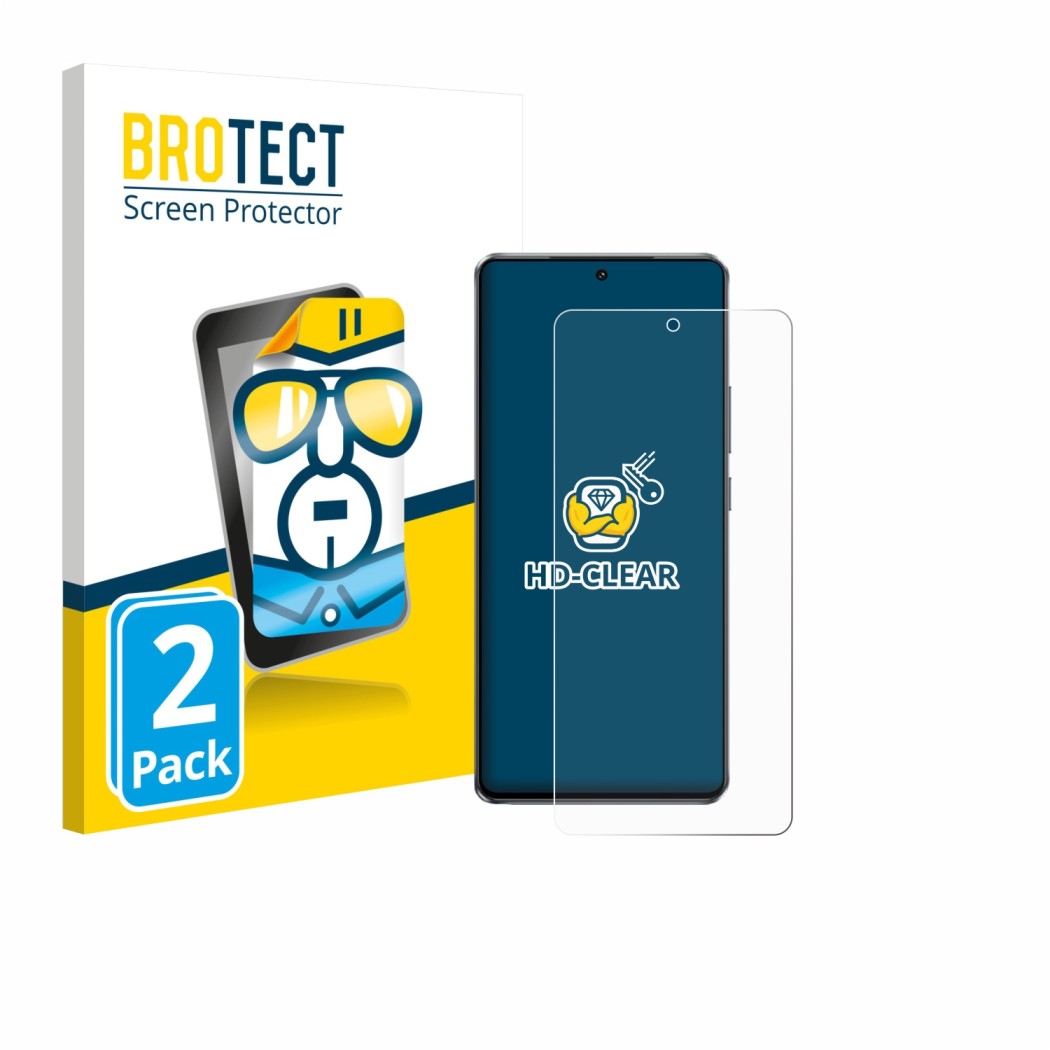 Front side of a product packaging with the brand logo BROTECT. Next to it is the device Vivo iQOO Z10 Turbo Pro shown with the