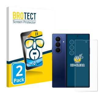Vorderseite einer Produktverpackung mit dem Markenlogo BROTECT. Daneben ist das Gerät Samsung Galaxy Z Fold 7 (Display+Kamera)