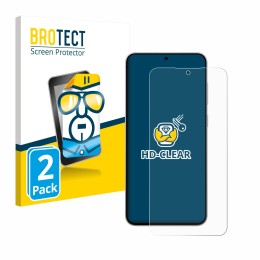 Vorderseite einer Produktverpackung mit dem Markenlogo BROTECT. Daneben ist das Gerät Samsung Galaxy S25 FE mit dem zugehörige