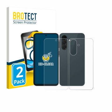 Parte frontale di una confezione del prodotto con il logo del marchio BROTECT. Accanto è raffigurato il dispositivo Samsung Ga