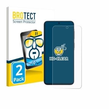 Vorderseite einer Produktverpackung mit dem Markenlogo BROTECT. Daneben ist das Gerät Samsung Galaxy A57 5G mit dem zugehörige