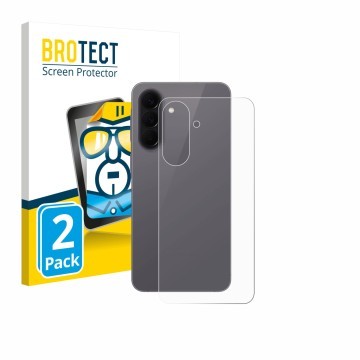 Parte frontal de un envase de producto con el logotipo de la marca BROTECT. Al lado se muestra el dispositivo Samsung Galaxy A
