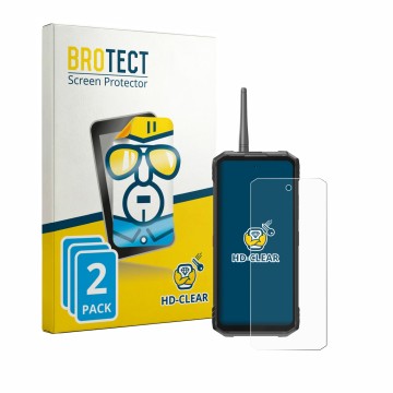 Parte frontal de un envase de producto con el logotipo de la marca BROTECT. Al lado se muestra el dispositivo Hotwav Hyper 8 U