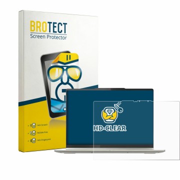 Parte frontal de un envase de producto con el logotipo de la marca BROTECT. Al lado se muestra el dispositivo Lenovo Yoga 7i 2