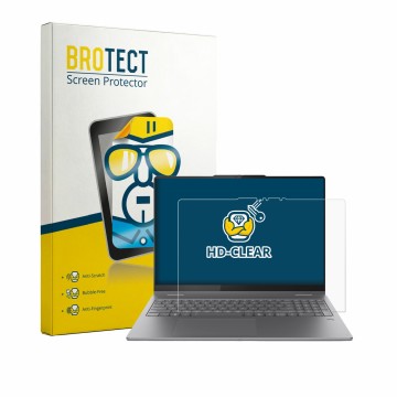 Parte frontal de un envase de producto con el logotipo de la marca BROTECT. Al lado se muestra el dispositivo Lenovo Yoga 7i 2