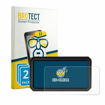 Front side of a product packaging with the brand logo BROTECT. Next to it is the device WonVon Motorrad Carplay 7