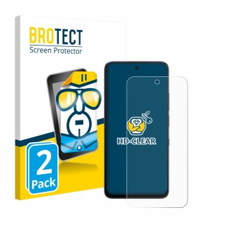 Parte frontal de un envase de producto con el logotipo de la marca BROTECT. Al lado se muestra el dispositivo TCL NxtPaper 70 