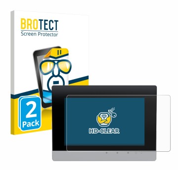 Parte frontal de un envase de producto con el logotipo de la marca BROTECT. Al lado se muestra el dispositivo WAGO Control Pan