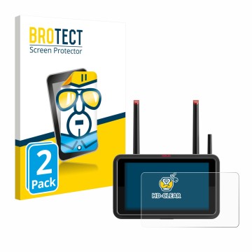 Vorderseite einer Produktverpackung mit dem Markenlogo BROTECT. Daneben ist das Gerät Atomos Ninja TX mit dem zugehörigen Disp