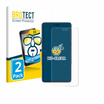 Face avant d’un emballage produit avec le logo de la marque BROTECT. À côté, l’appareil Huawei Mate 60 Pro Plus est représenté