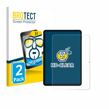 Front side of a product packaging with the brand logo BROTECT. Next to it is the device Xiaomi Pad 8 shown with the correspond