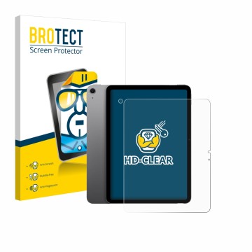 Face avant d’un emballage produit avec le logo de la marque BROTECT. À côté, l’appareil Apple iPad Air 13