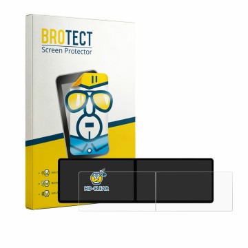 Vorderseite einer Produktverpackung mit dem Markenlogo BROTECT. Daneben ist das Gerät Xpeng G9 2023 mit dem zugehörigen Displa