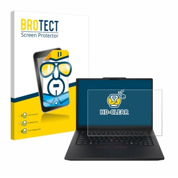 Front side of a product packaging with the brand logo BROTECT. Next to it is the device Lenovo ThinkPad P14s Gen 7 14