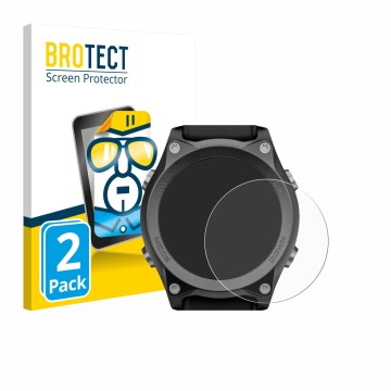 Parte frontal de un envase de producto con el logotipo de la marca BROTECT. Al lado se muestra el dispositivo Mares Sirius con