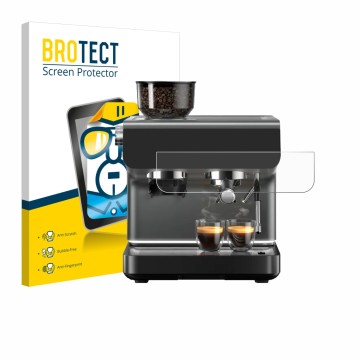 Face avant d’un emballage produit avec le logo de la marque BROTECT. À côté, l’appareil WMF Espresso Pro est représenté avec l