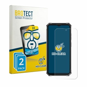 Parte frontal de un envase de producto con el logotipo de la marca BROTECT. Al lado se muestra el dispositivo Oukitel G7 con s