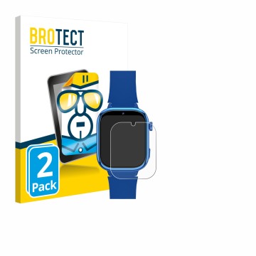 Face avant d’un emballage produit avec le logo de la marque BROTECT. À côté, l’appareil whraills Kids Smartwatch est représent