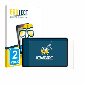 Parte frontal de un envase de producto con el logotipo de la marca BROTECT. Al lado se muestra el dispositivo Alldocube iPlay 