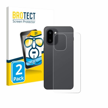 Parte frontal de un envase de producto con el logotipo de la marca BROTECT. Al lado se muestra el dispositivo OnePlus 15R (Tra