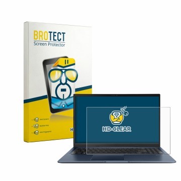 Front side of a product packaging with the brand logo BROTECT. Next to it is the device ASUS Vivobook 15 M1502YA shown with th