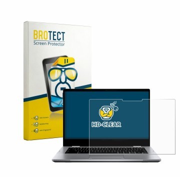 Front side of a product packaging with the brand logo BROTECT. Next to it is the device ASUS Chromebook Flip CX1 CX1400FKA sho