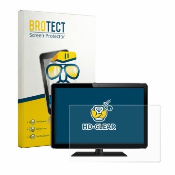 Front side of a product packaging with the brand logo BROTECT. Next to it is the device shown with the corresponding screen pr